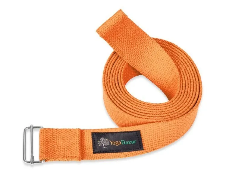 Pasek do jogi pomarańczowy 280 cm x 4 cm