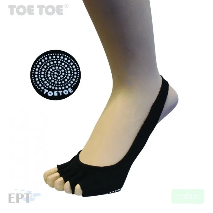 Skarpetki do jogi Toe Toe typu baleriny - z otwartymi palcami i piętą i całym grzbietem stopy - czarne