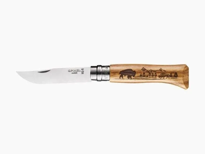 Nóż Składany Opinel No 08 Inox Animalia Oak Buffalo 002629
