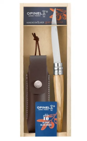 Nóż Składany Opinel Inox Slim Olivewood No 10 z etui - 002606