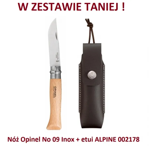 Nóż Składany Opinel No 09 Inox w zestawie z etui Alpine 002178