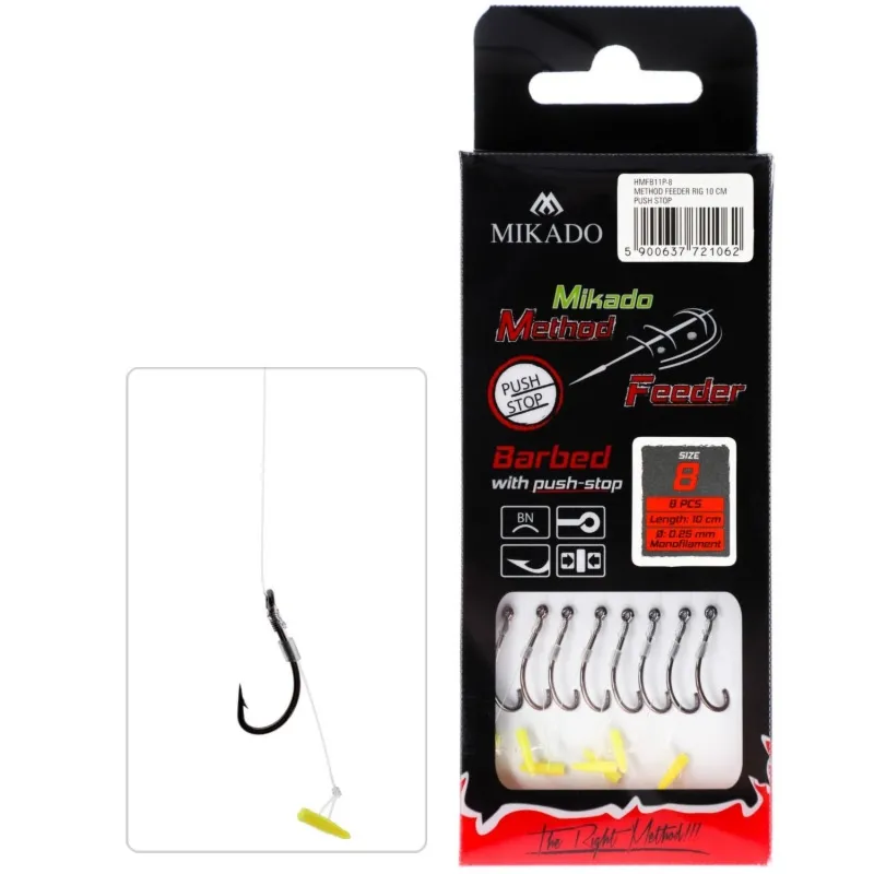 Haczyki Mikado Do METODY 10cm PUSH STOP-haczyk z zadziorem 12/0,23mm 8szt