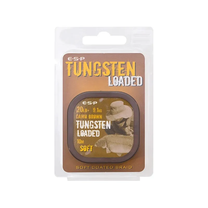 Materiał przyponowy ESP Tungsten Loaded Soft Camo Brown 10m 9.1kg