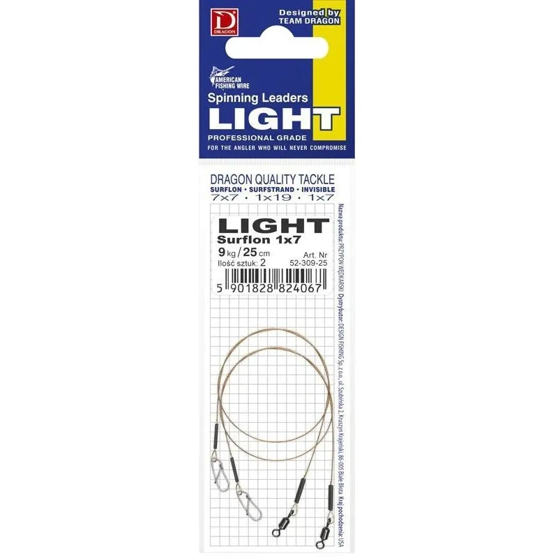 Przypon Dragon 1X19 SURFLON LIGHT 25CM 3KG 52-203-25