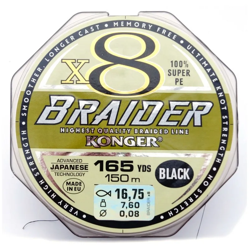PLECIONKA KONGER X8BRAIDER BLACK 150M 0.08MM