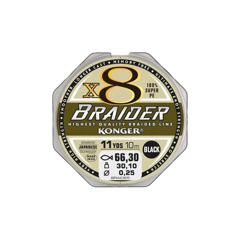 PLECIONKA KONGER X8BRAIDER BLACK 150M 0.10MM