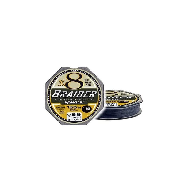 Plecionka Konger X8Braider BLACK 150M 0.18MM