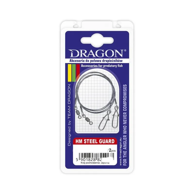 Przypon DRAGON HM 1x7 nylon/steel/ Momoi 11kg STEEL GUARD 25cm 2 szt.
