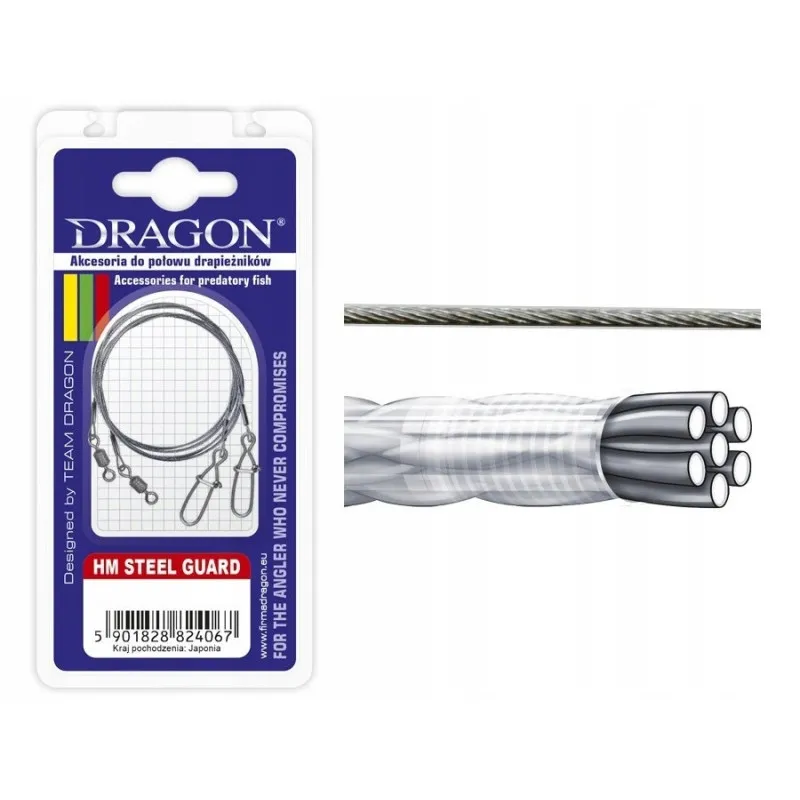 Przypon Dragon Hm 1x7 nylon/steel/ Momoi 9kg STEEL GUARD 25cm 2 szt.