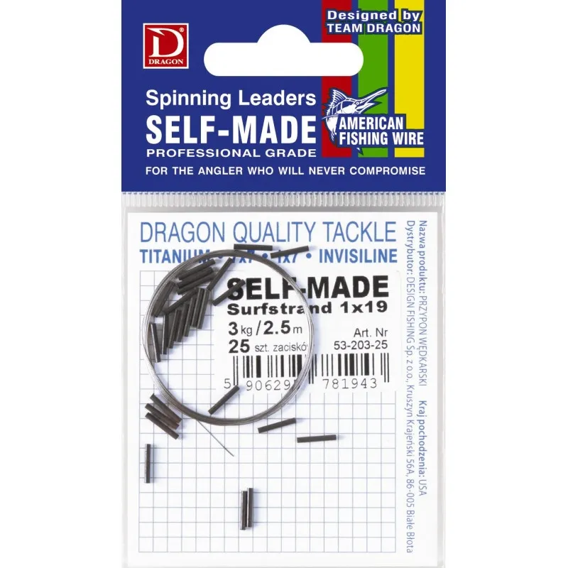 Mat.Przyp.Dragon-A.F.W. stalowa plecionka 2.5m+25 zacisków 12kg 7x7