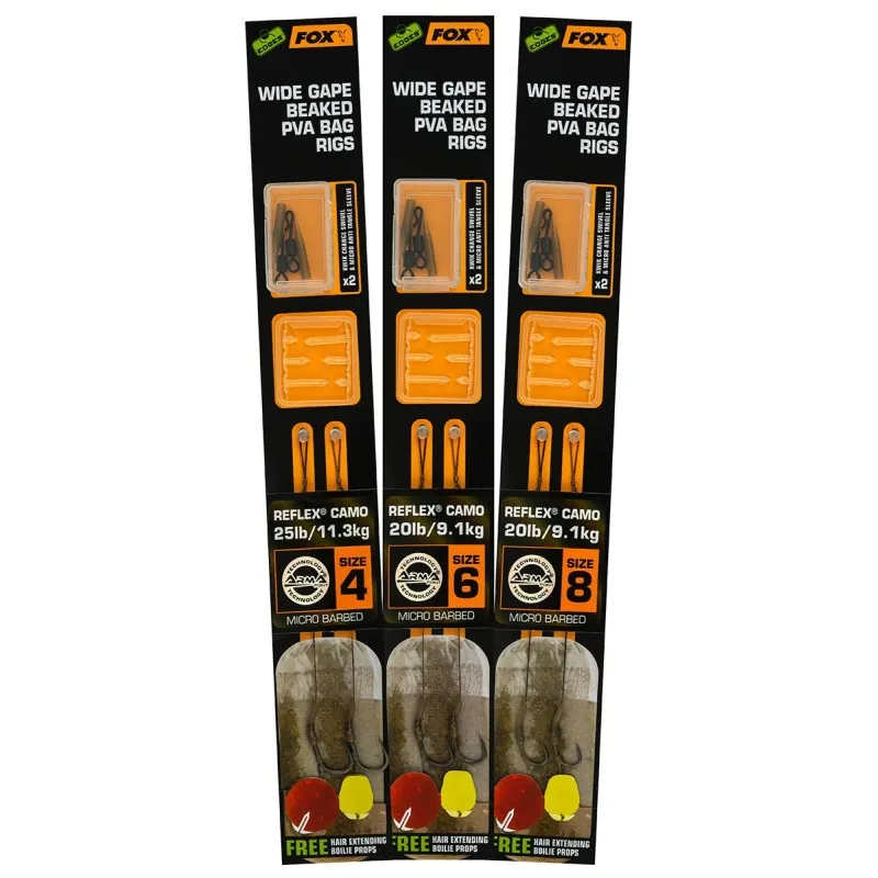 Fox Edges Wide Gape Beaked PVA Ready Rigs - 25lb Size 4