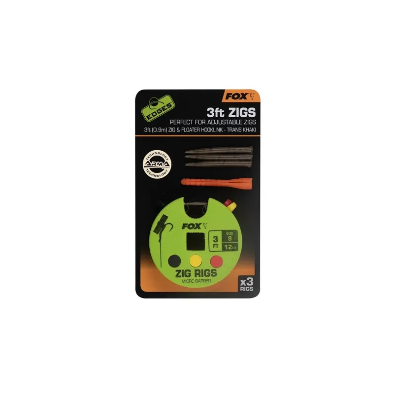 Fox Edges Zig Rig 8 - 12lb 3ft x 3