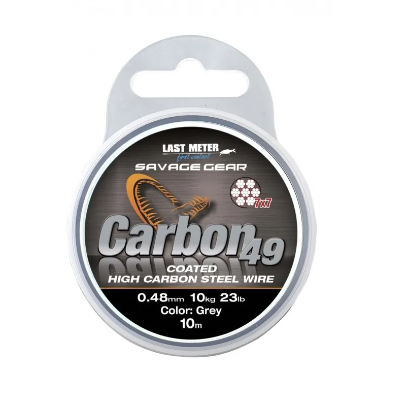 Sg Carbon49 Steelwire 10M 0.60MM 16KG 35LBS COATED GREY