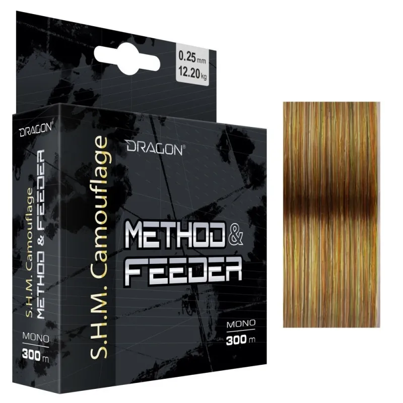 Żyłka DRAGON Camouflage Method&Feeder 0.25mm/7kg 300m, 4-kolor.