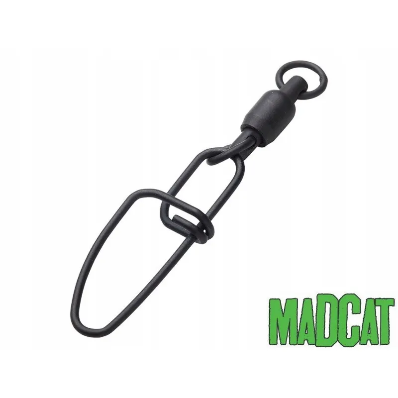 MADCAT STAINL. BB SWIVELS W. CROSSL. SNAP Nr 2 165LB 75KG BLACK 3PCS