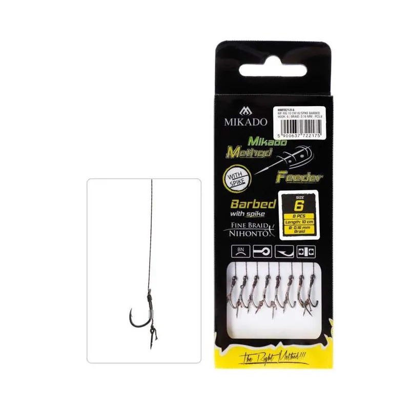 PRZYPON METHOD FEEDER Z IGŁĄ, HAK NR 12, PLECIONKA 0.12MM/10cm, OPAK. 8szt.