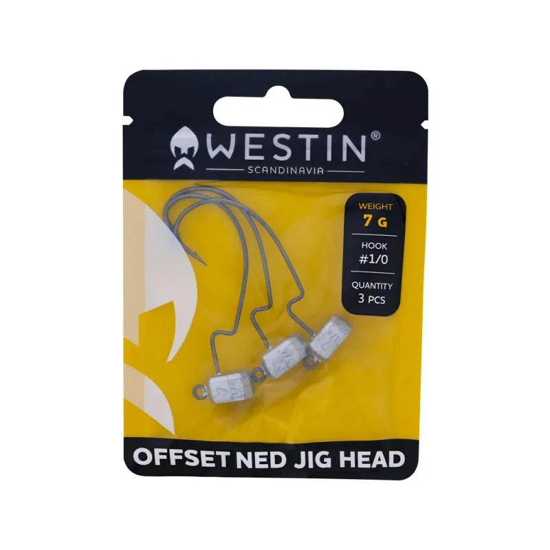 Westin OFFSET NED JIG HEAD 1/0 10.5G BLACK NICKEL 3PCS LEAD