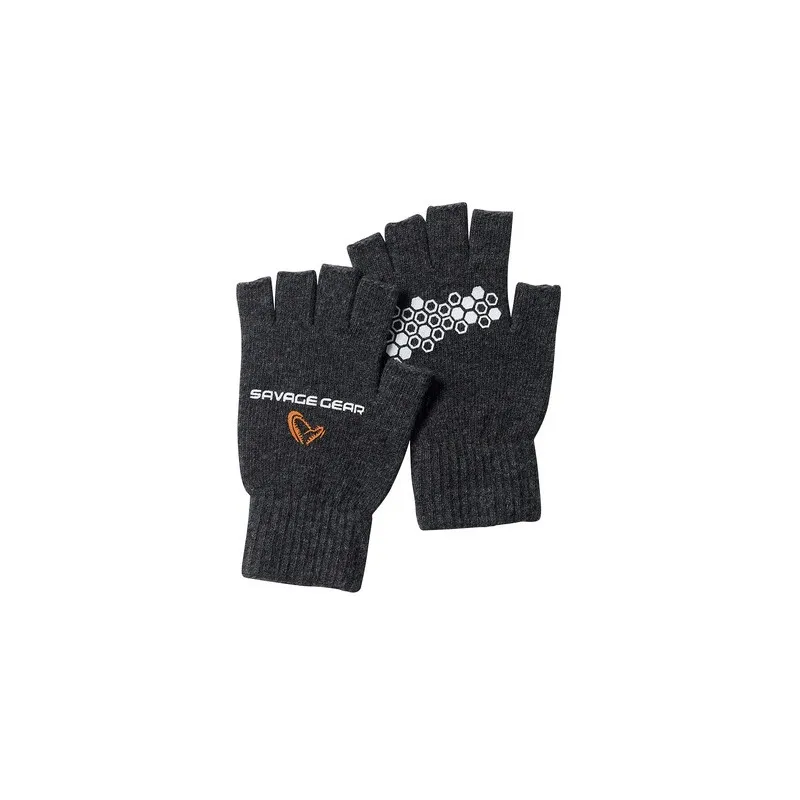 Savage Gear KNITTED HALF FINGER GLOVE XL DARK GM