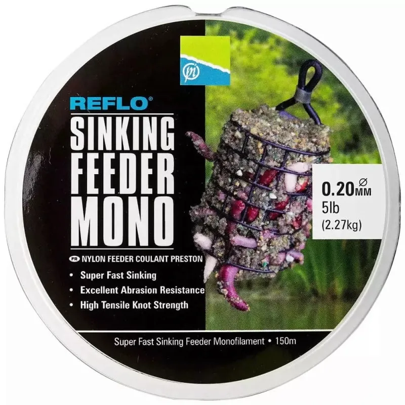 PRESTON 0.20MM REFLO SINKING FEEDER MONO - 150M SPOOL - 5lb