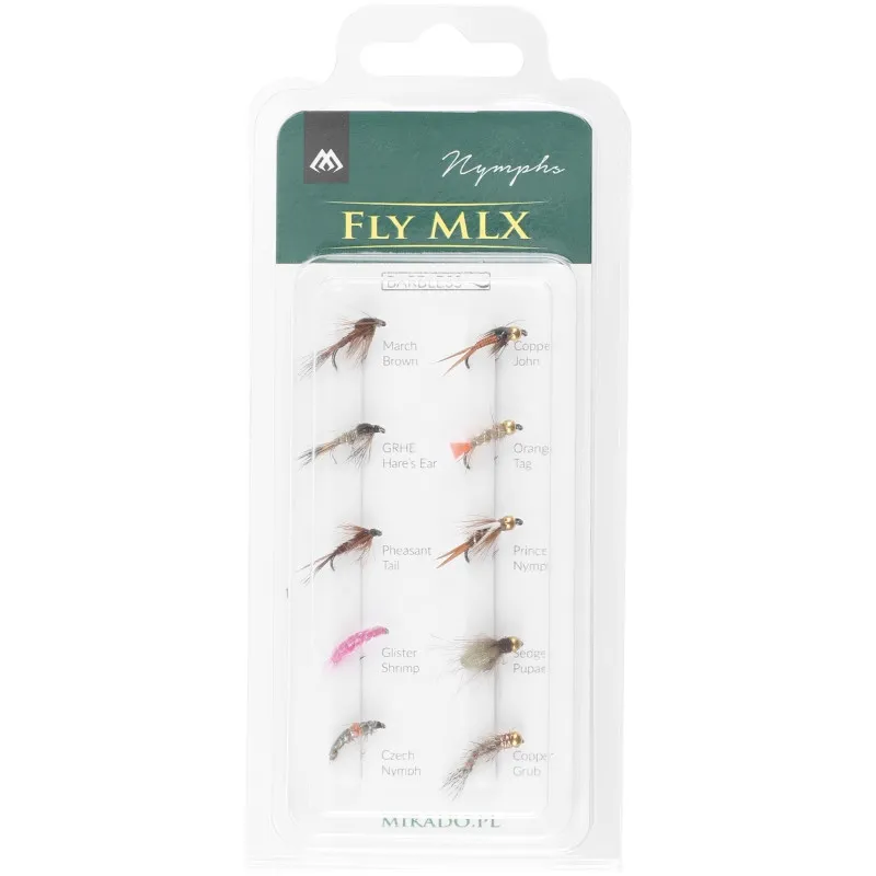 Mikado zestaw -sztuczne muchy-NIMFY-bezzadziorowe - 1 sztuka