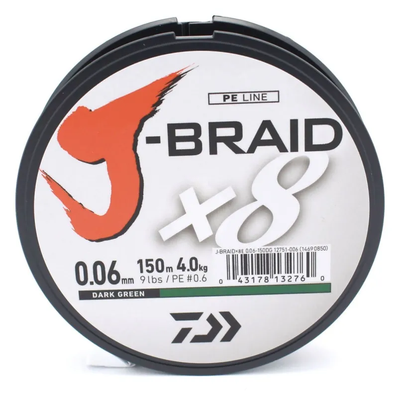 PLECIONKA DAIWA J-BRAID X8 0.06MM 150M CIEMNOZIELONA 12751-006