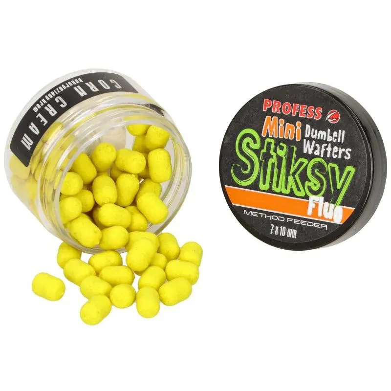 PROFESS DUMBELL WAFTERS STIKSY FLUO 7*10mm KUKURYDZIANY KREM