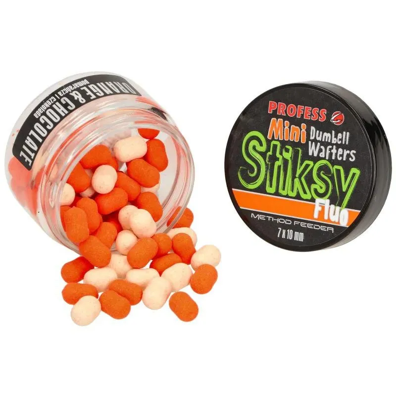 PROFESS DUMBELL WAFTERS STIKSY FLUO 7*10mm POMARAŃCZA/CZEKOLADA