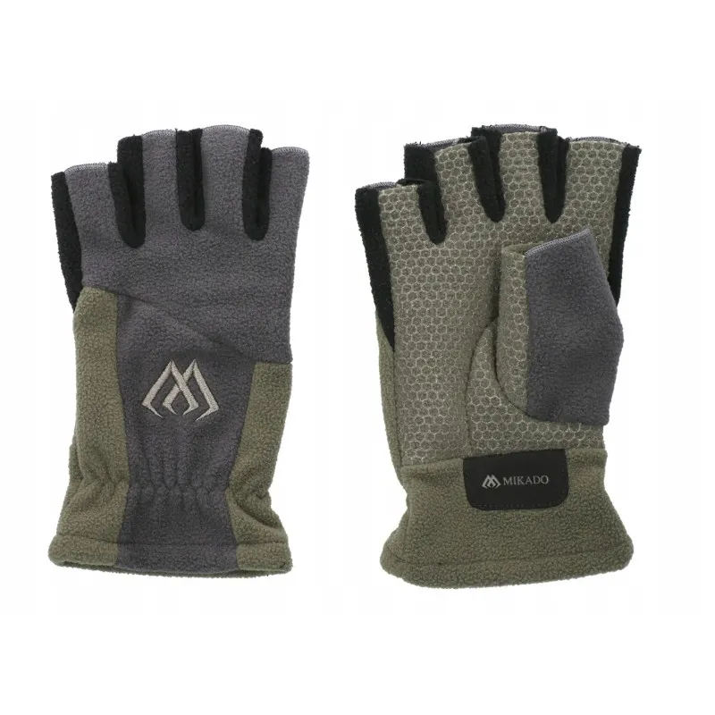 RĘKAWICZKI POLAROWE - BEZ PALCÓW rozm. XL - SZARO ZIELONY - op.1kpl.