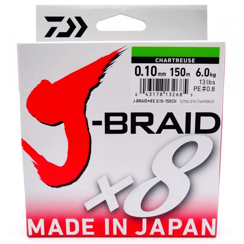 PLECIONKA DAIWA J-BRAID X8 0.10MM 150M CHARTREUSE 12750-010