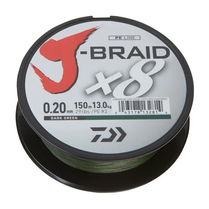 PLECIONKA DAIWA J-BRAID X8 0.10MM 150M CIEMNOZIELONA 12751-010