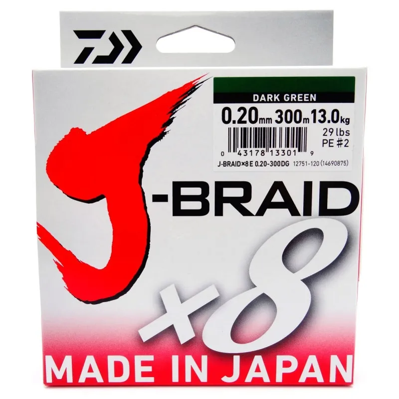 Plecionka Daiwa Dark GREEN J-BRAID X8 0.20MM 300M 12751-120