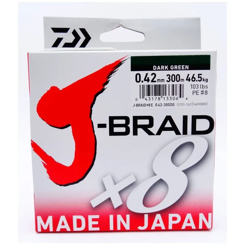 Plecionka Daiwa Dark GREEN J-BRAID X8 0.42MM 300M 12751-142