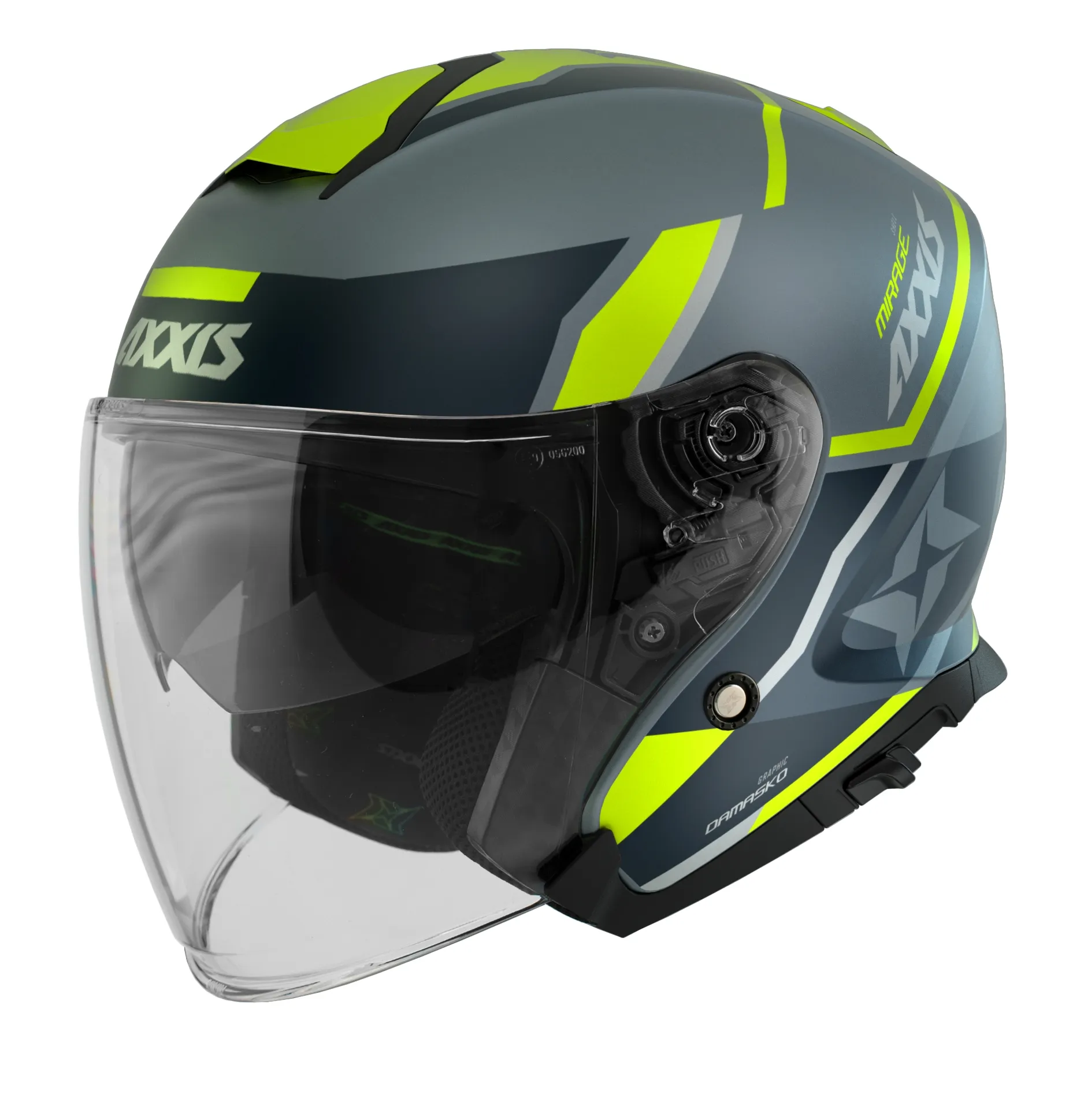 Kask AXXIS OF504SV MIRAGE SV DAMASKO D3 szary mat/fluor żółty L /blenda/