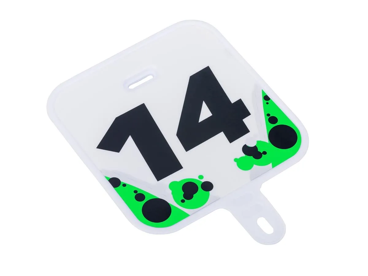 Emblemat przedni z nr.14 MINI CROSS n.zielona (Zipp)