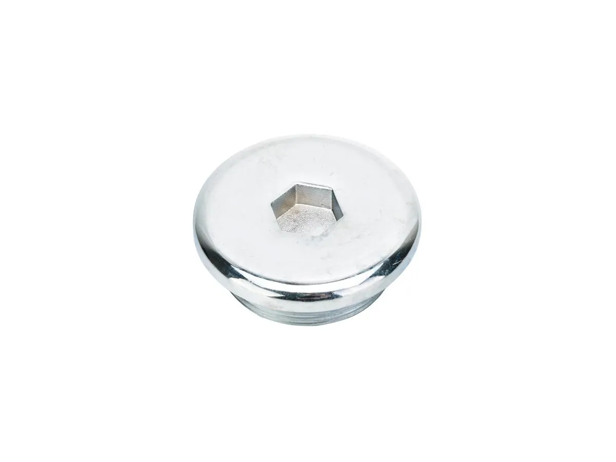 Korek kontrolny pokrywy karteru lewego duży CHART125/SCMB125/23/DIV125/24 chrom