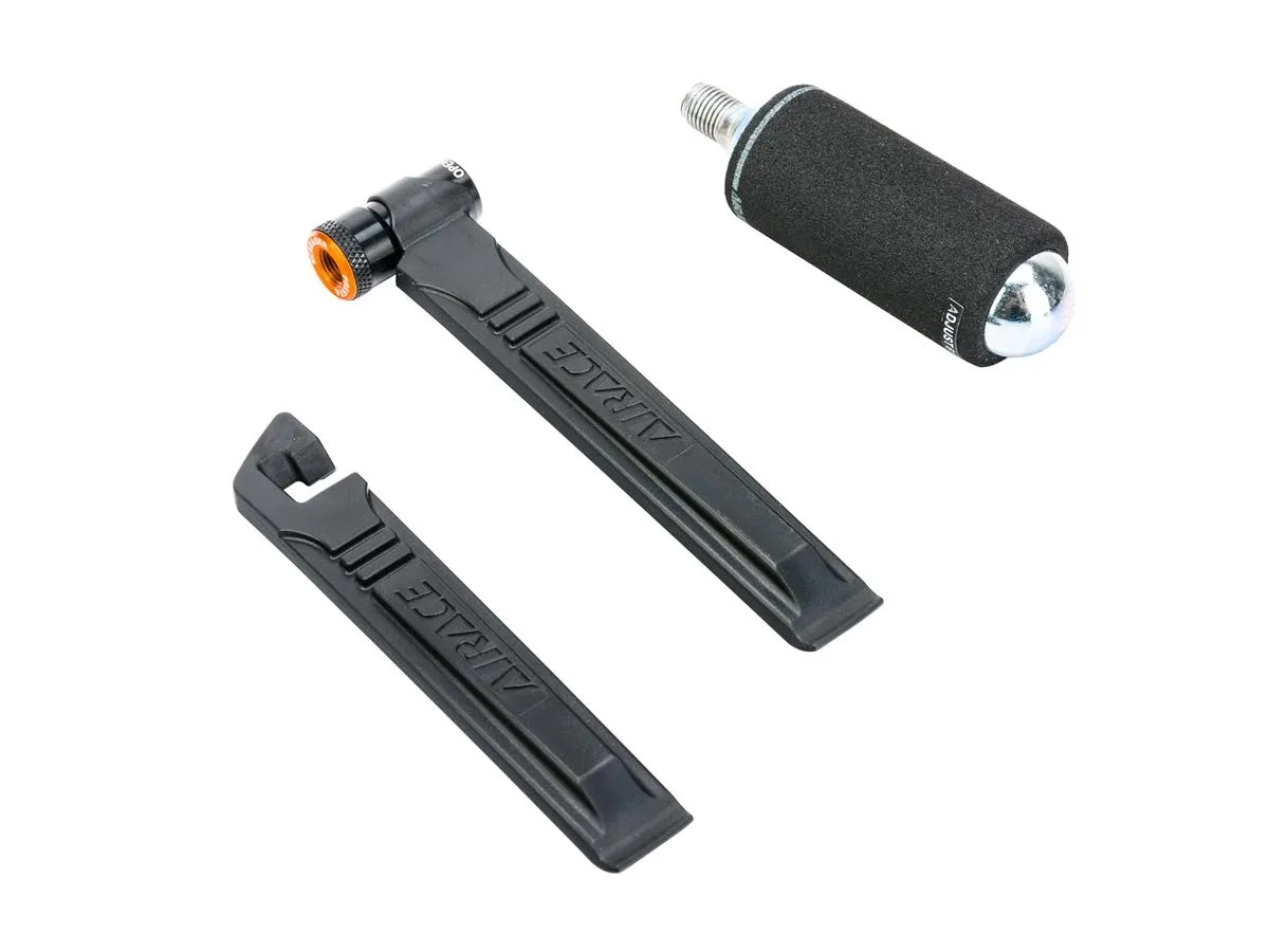 Pompka na naboje CO2 z łyżkami do opon mod. ACT-03 AV FV mini, czarna AIRACE - Oficjalny Sklep Romet