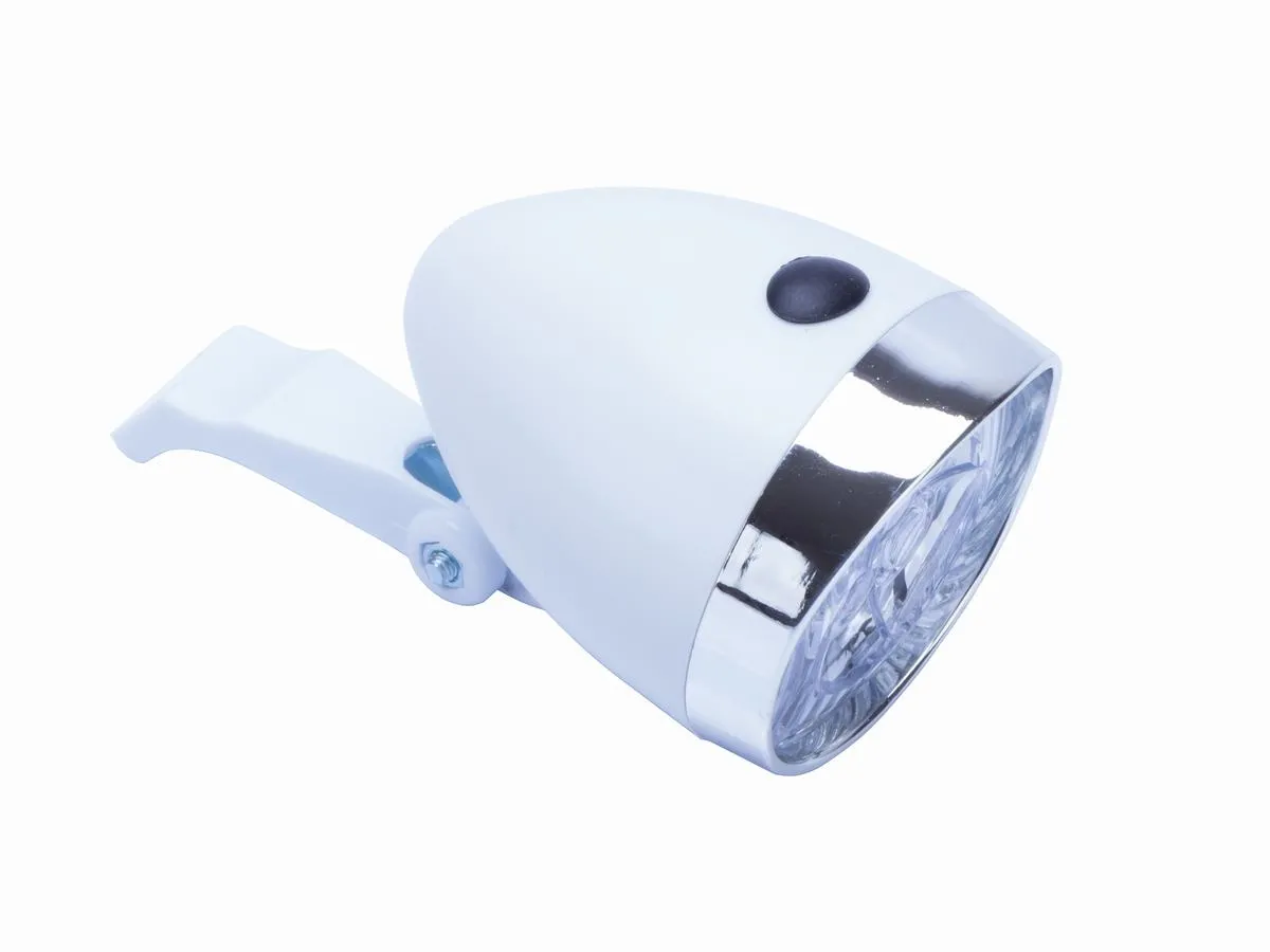 Lampa przód bateryjna 3-LED RETRO biała z włącz. 3xAAA z/uchwytem OEM - Oficjalny Sklep Romet