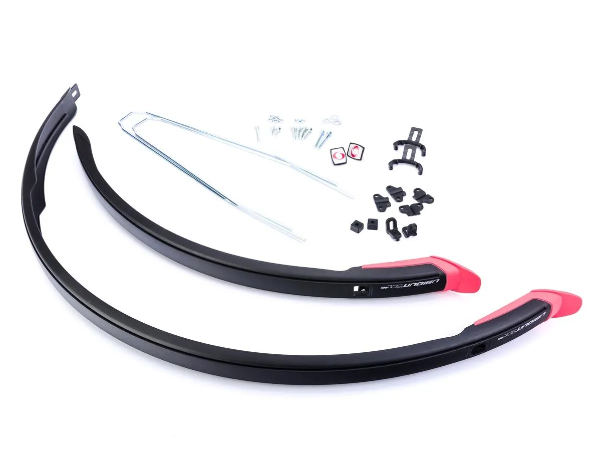 Błotnik 28" UBIQUIT PCV SDL 46 mm, czarny/chlapacz arbuzowy, wsporniki/śruba - Oficjalny Sklep Romet