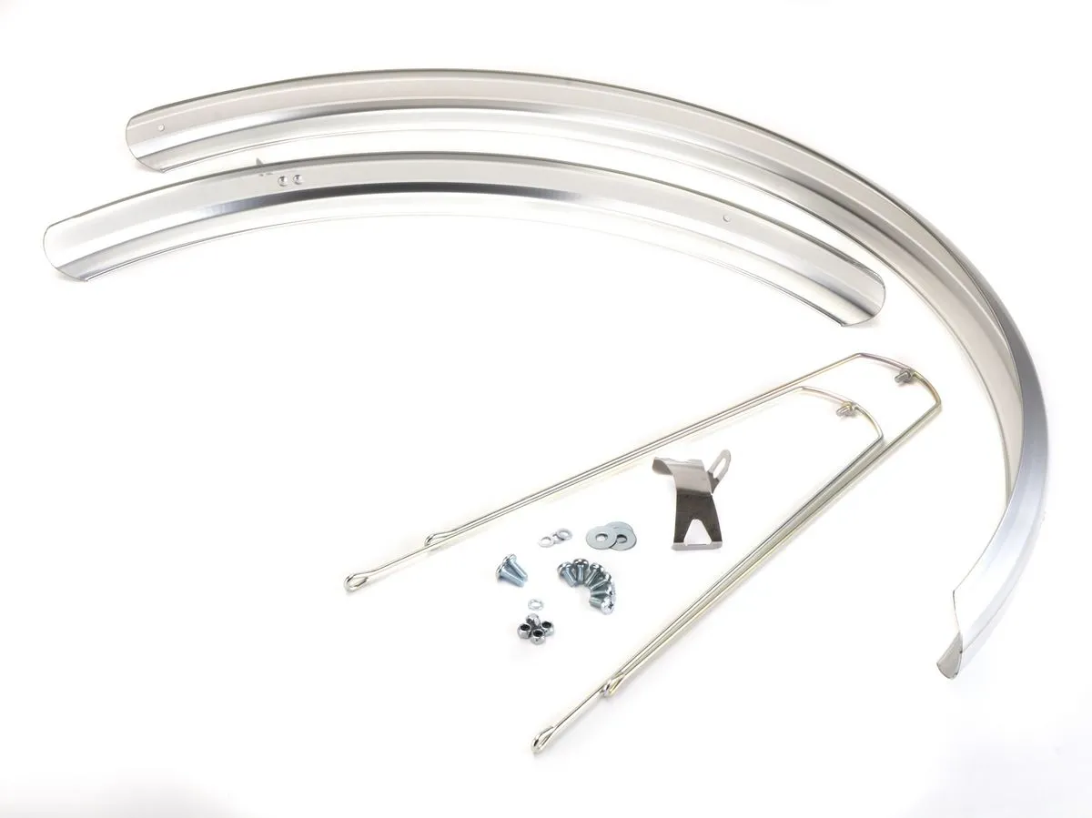 Błotnik 26 MR 26/53 p+t plastikowy srebrny L-650/1115 + wsporniki - Oficjalny Sklep Romet