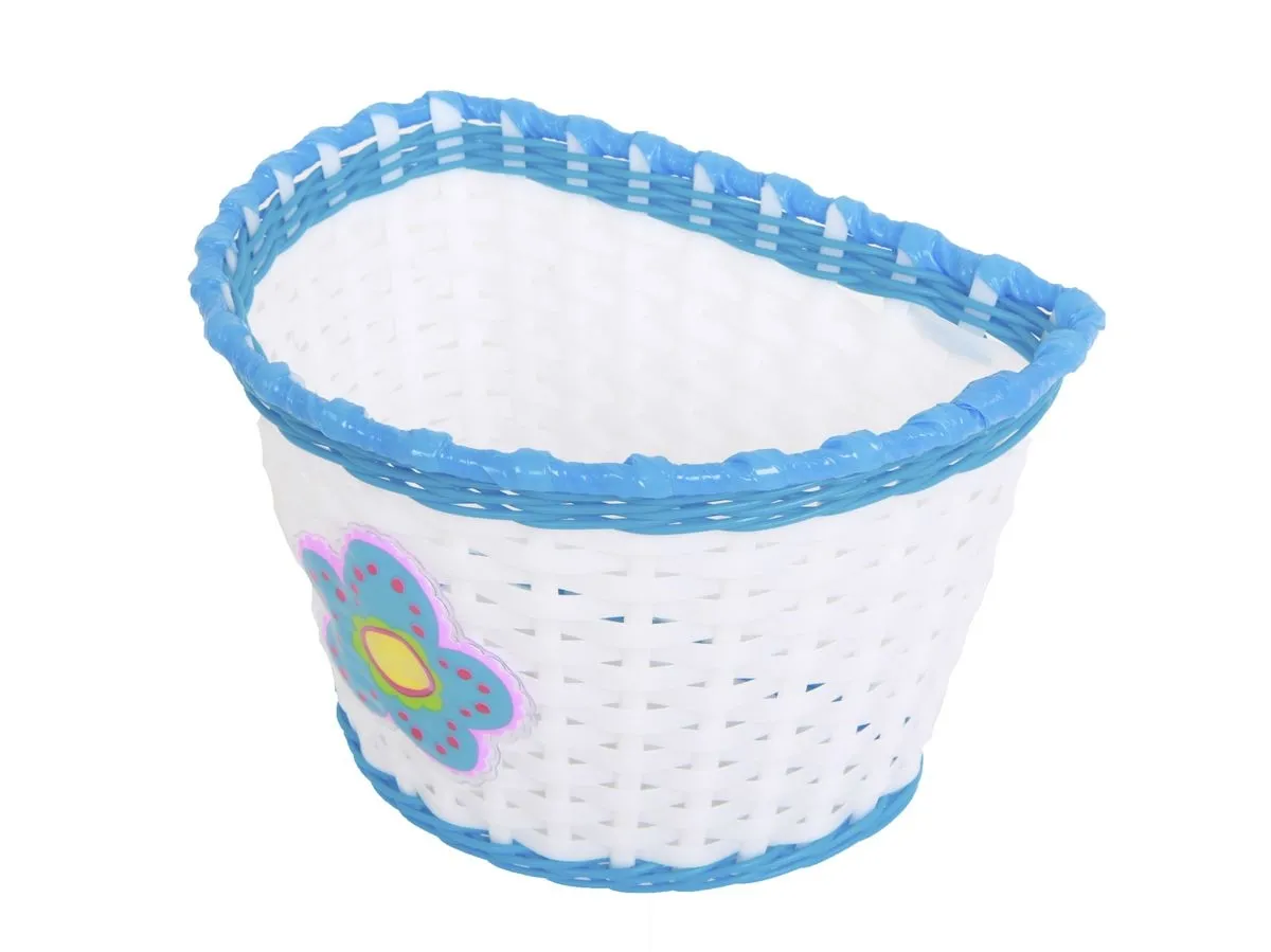Koszyk plastikowy biało-niebieski z kwiatkiem BSO1-4 - Oficjalny Sklep Romet