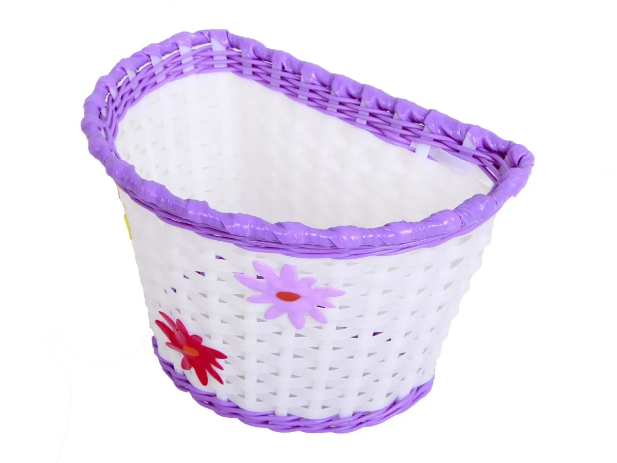 Koszyk plastikowy biało-fioletowy z kwiatkiem BSO1-10 - Oficjalny Sklep Romet