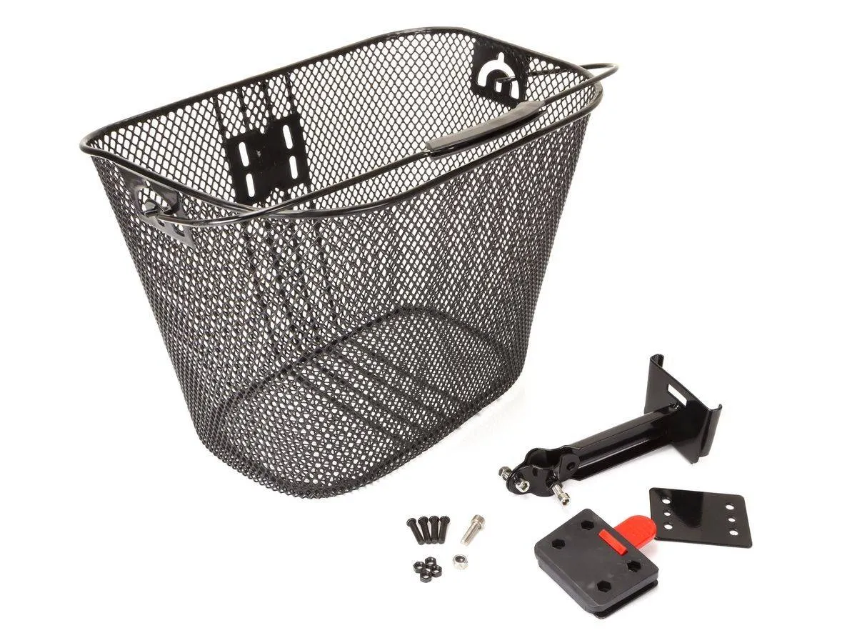 Koszyk na wspornik kier. HQ-205 metalowy/metalowy klip-wysięg/ 34x25x26 czarny - Oficjalny Sklep Romet