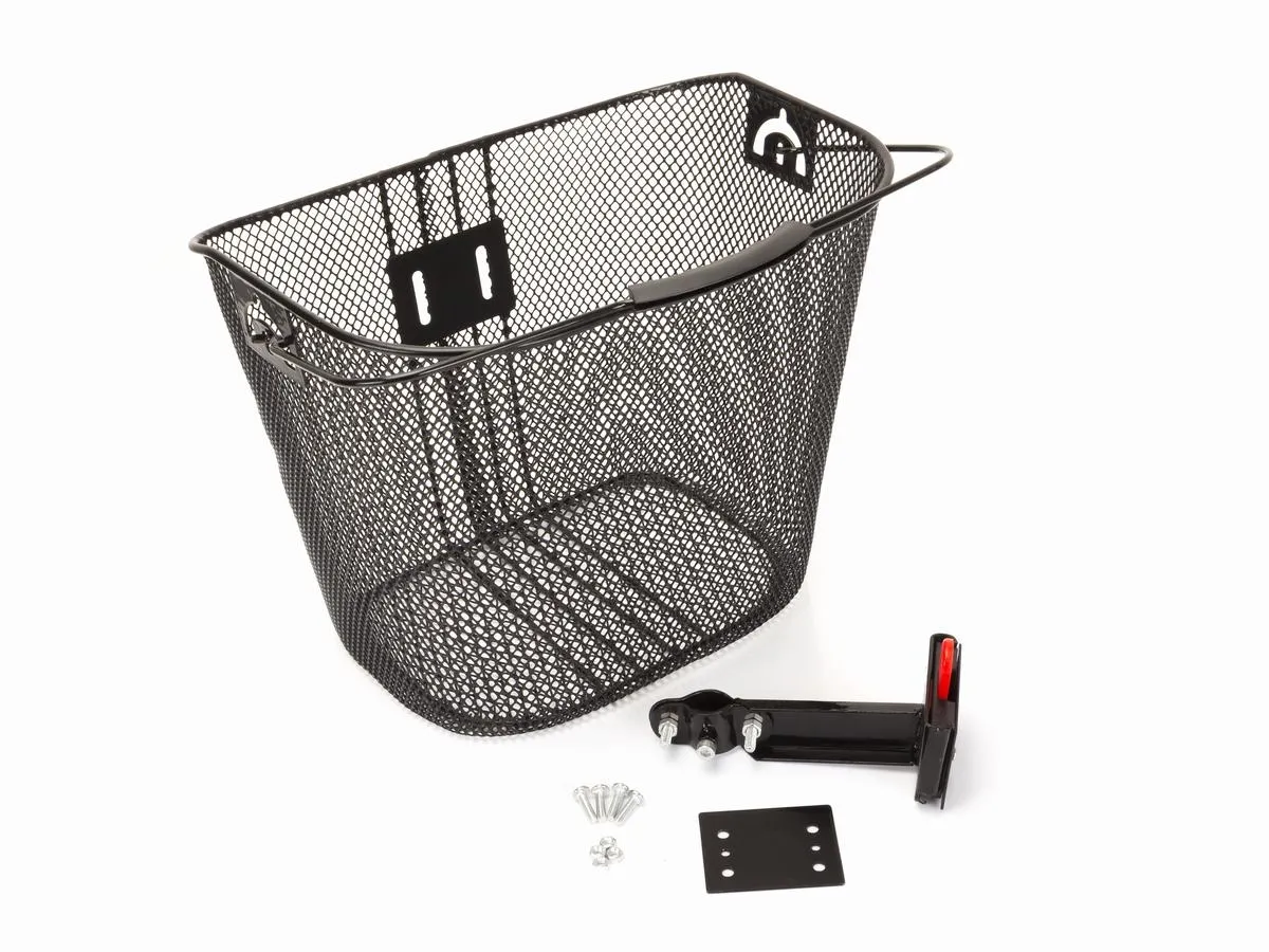 Koszyk na wspornik kier. HB-286 metalowy/metalowy klip-wysięg/ 35x25x26 czarny - Oficjalny Sklep Romet