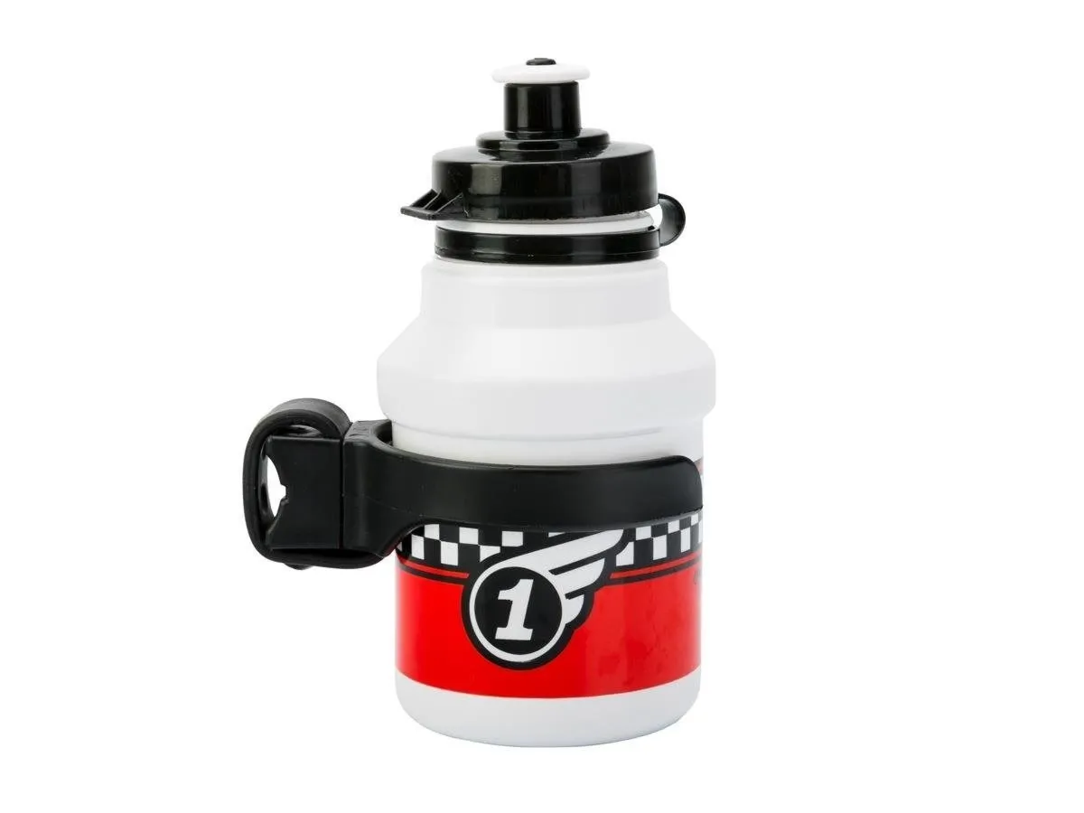 Bidon dziecięcy 0,35 l. POLISPORT RACE z koszyczkiem, biały - Oficjalny Sklep Romet
