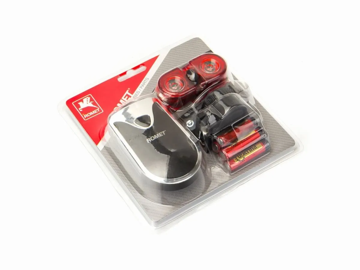 Zestaw lamp p. 1-LED + t. 2-LED mod.R-304 blister et/logo ROMET - Oficjalny Sklep Romet