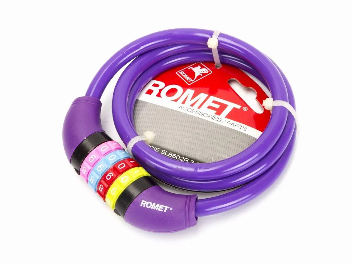 Zamknięcie na szyfr SL602 10x1000 /spirala/fiolet et/logo ROMET - Oficjalny Sklep Romet