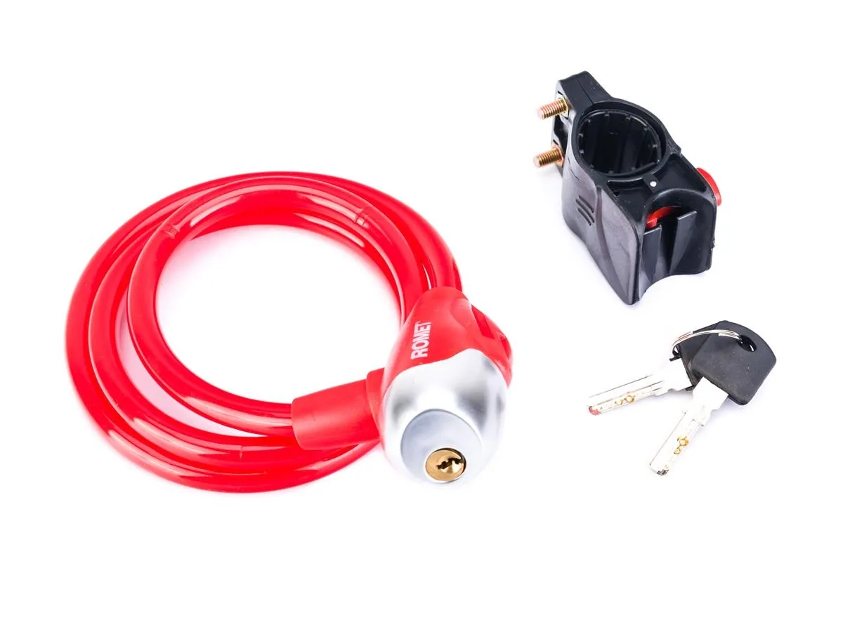 Zamknięcie na klucz SL576 10x1000 pętla czerwony et logo ROMET - Oficjalny Sklep Romet