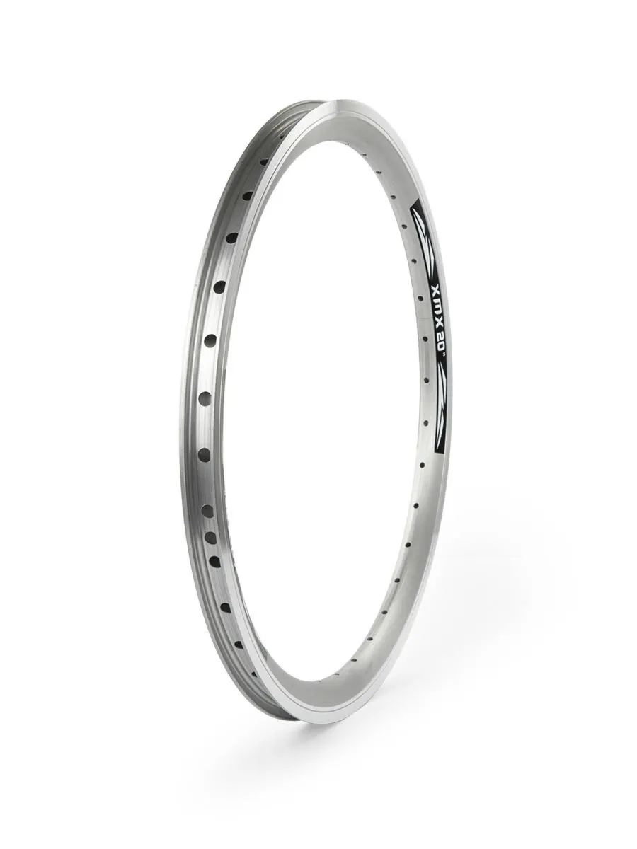 Obręcz XMX 20" stożek 36-otworów srebrna CNC anodyzowana