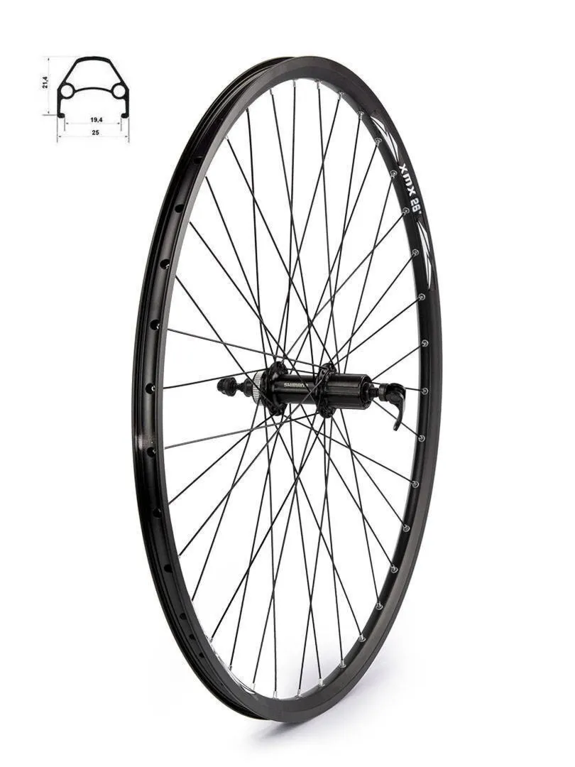 Koło tylne 26" pod hamulec tarczowy CenterLock, piasta Shimano FH-TX 505 8,9,10 rzędowa, obręcz nitowana