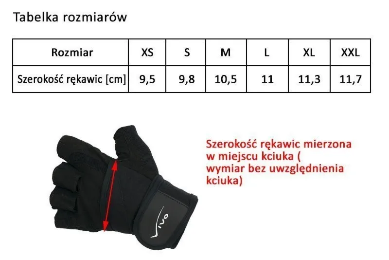 Rękawice kulturystyczne Vivo 1091 czarne